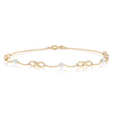 Freshwater Pearl 19cm Adjustable Infinity Bracelet in 9ct Yellow Gold