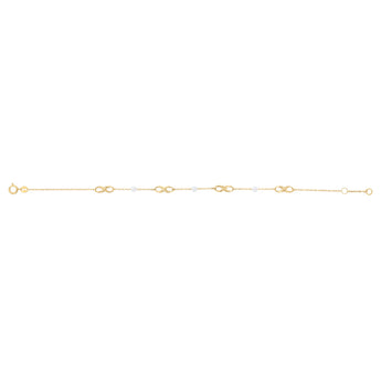 Freshwater Pearl 19cm Adjustable Infinity Bracelet in 9ct Yellow Gold