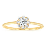 Cubic Zirconia Flower Ring in 9ct Yellow Gold