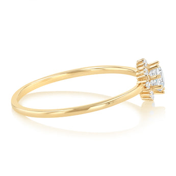 Cubic Zirconia Flower Ring in 9ct Yellow Gold