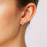 Natural Quartz and Cubic Zirconia Stud Earrings in 9ct Yellow Gold