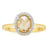 Natural Quartz and Cubic Zirconia Ring in 9ct Yellow Gold