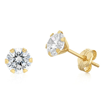 Cubic Zirconia 5mm Stud Earring in 9ct Yellow Gold
