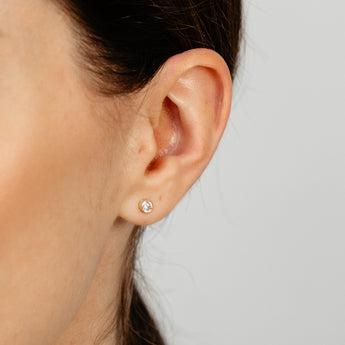 Cubic Zirconia 4mm Stud Earring in 9ct Yellow Gold