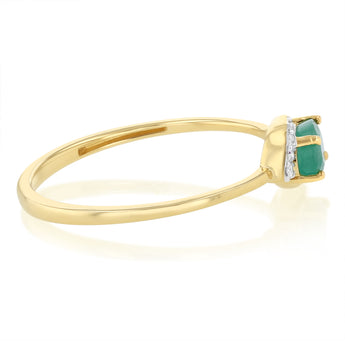 Natural Emerald and Diamond Ring in 9ct Yellow Gold