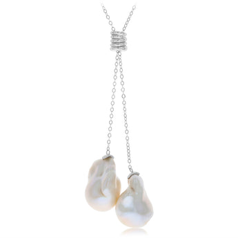 Freshwater Baroque Pearl Drop Chain in Sterling Silver