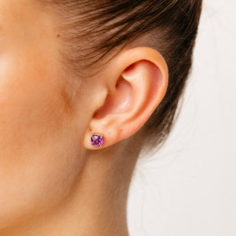 1.65 Carat Amethyst Stud Earrings in Rose Gold Plated Sterling Silver