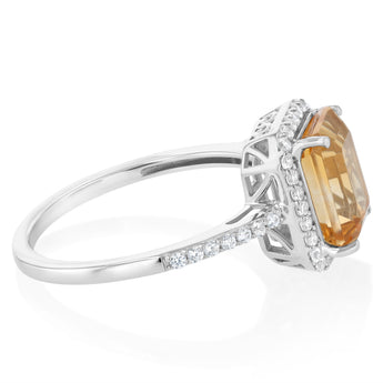 3.50 Carat Citrine and White Zirconia Ring in Sterling Silver
