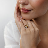 3.50 Carat Citrine and White Zirconia Ring in Sterling Silver
