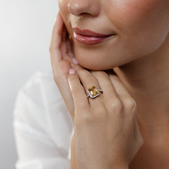 3.50 Carat Citrine and White Zirconia Ring in Sterling Silver