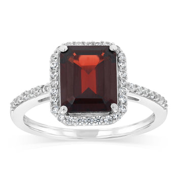 3.50 Carat Garnet and White Zirconia Ring in Sterling Silver
