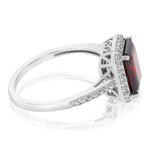3.50 Carat Garnet and White Zirconia Ring in Sterling Silver