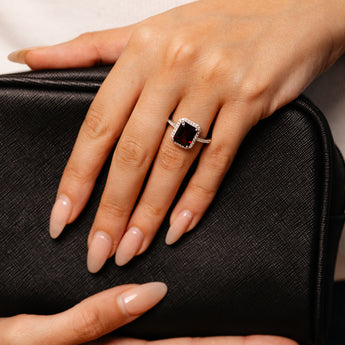3.50 Carat Garnet and White Zirconia Ring in Sterling Silver