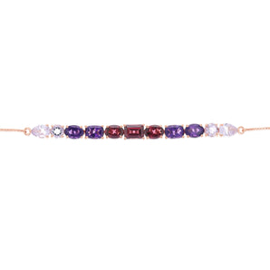 Rhodolite and Pink Amethyst Bolo Bracelet in Rose Gold Plated Sterling Sterling