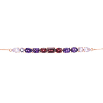 Rhodolite and Pink Amethyst Bolo Bracelet in Rose Gold Plated Sterling Sterling