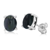 Black Opal Stud Earrings in Sterling Silver