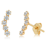 Cubic Zirconia Climber Earrings in 9ct Yellow Gold