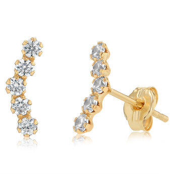 Cubic Zirconia Climber Earrings in 9ct Yellow Gold