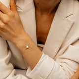 Mother of Pearl Clover Adjustable 19cm Bracelet in 9ct Yellow Gold