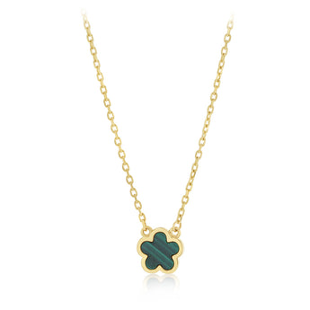 Malachite Star Adjsutable 45cm Necklace in 9ct Yellow Gold