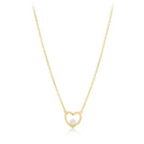 Pearl Heart Adjustable 45cm Necklace in 9ct Yellow Gold