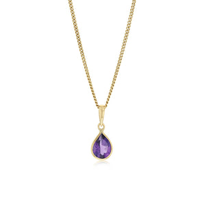 Natural Amethyst Bezel Pendant in 9ct Yellow Gold