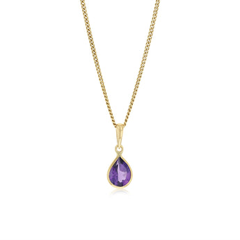 Natural Amethyst Bezel Pendant in 9ct Yellow Gold