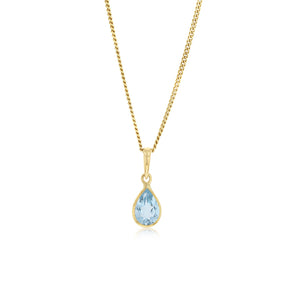 Natural Blue Topaz Bezel Pendant in 9ct Yellow Gold