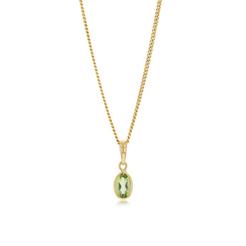 Natural Peridot Bezel Pendant in 9ct Yellow Gold