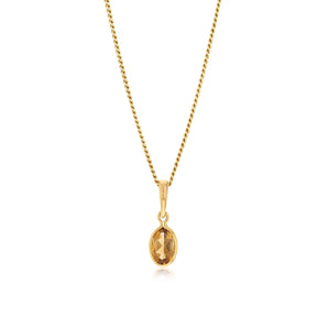 Natural Citrine Bezel Pendant in 9ct Yellow Gold