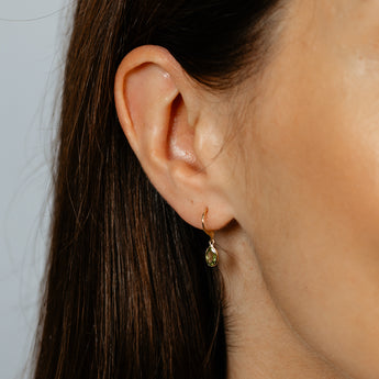 Natural Peridot Bezel Drop Earrings in 9ct Yellow Gold