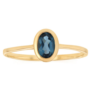 London Blue Topaz Ring in 9ct Yellow Gold
