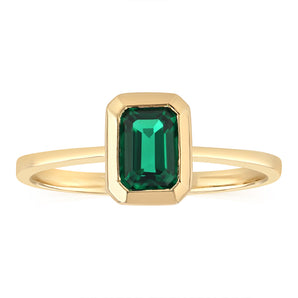 Created Emerald Ring in 9ct Yellow Gold