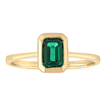 Created Emerald Ring in 9ct Yellow Gold