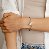 Rice Pearl Bangle in Sterling Silver
