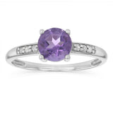 Natural Amethyst & Diamond Ring in Sterling Silver