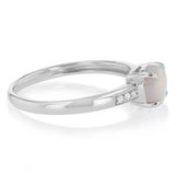Natural Opal & Diamond Ring in Sterling Silver