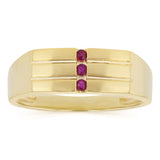 Natural Ruby Gents Ring in Gold Plated Sterling Silver