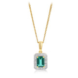 Created Emerald and Diamond Pendant in Gold Plated Sterling Silver