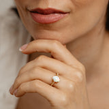 Created Opal and Diamond Ring in Gold Plated Silver