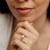 Pearl & Diamond Ring in Sterling Silver