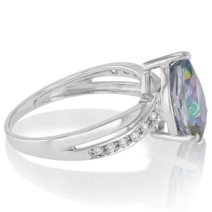 Mystic Topaz and Cubic Zirconia Ring in Sterling Silver