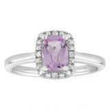 Created Pink Sapphire and Diamond Ring in Sterling Silver