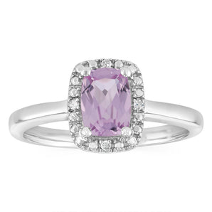 Created Pink Sapphire and Diamond Ring in Sterling Silver