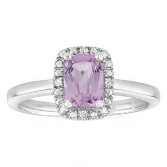 Created Pink Sapphire and Diamond Ring in Sterling Silver
