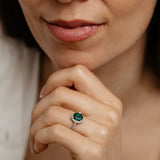Created Emerald and Diamond Ring in Sterling Silver