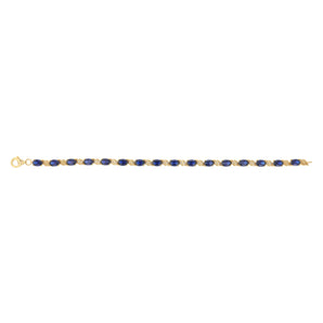 Created Sapphire and 1/10 Carat Diamond 17cm Bracelet in Gold Plated Sterling Silver