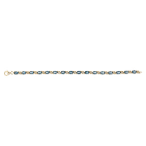 London Blue Topaz and 1/10 Carat Diamond 17cm Bracelet in Gold Plated Sterling Silver