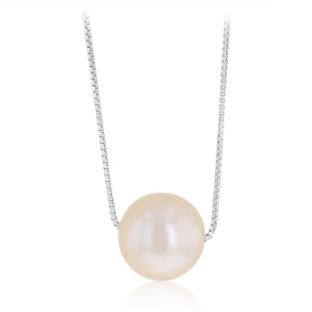 Pink Freshwater Pearl Chain and Earrings Matching Set in Sterling Silver