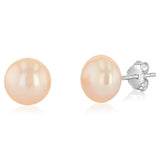 Pink Freshwater Pearl Chain and Earrings Matching Set in Sterling Silver